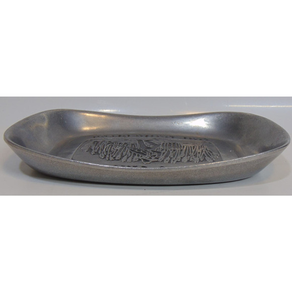 Carson Bread Tray Give Us This Day Our Daily Bread Pewter 9" Wheat Vintage - Picture 4 of 5
